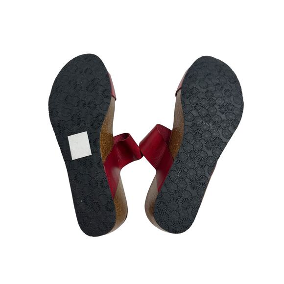 LOLA SABBIA Eric Michael Red Double Strap Cork Wedge Sandal Size 41 10-11 Womens - Picture 8 of 9